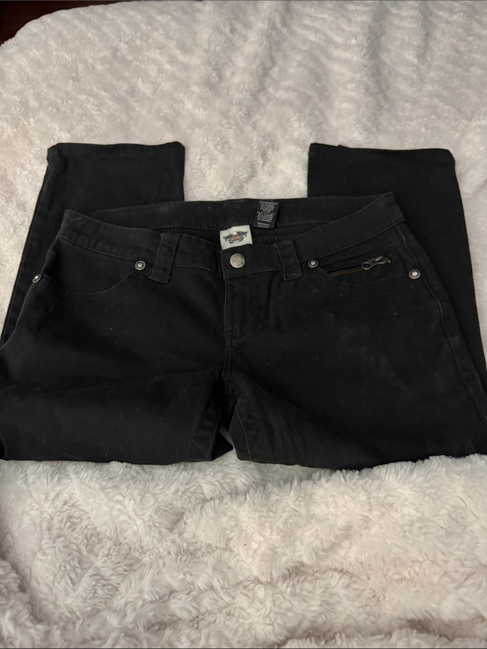 Harley-Davidson Black Skinny Capris with Zip Pocket Detail